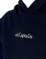 Your weekend just got a little better. Meet the Oi Captain Algarve classic fit hoodie.  Created from a cotton blend for instant comfy weekend vibes, crossover hood opening with rib trim applied to edge. Double-needle stitching at shoulder, neck, waistband & cuffs and a handy kangaroo pocket.