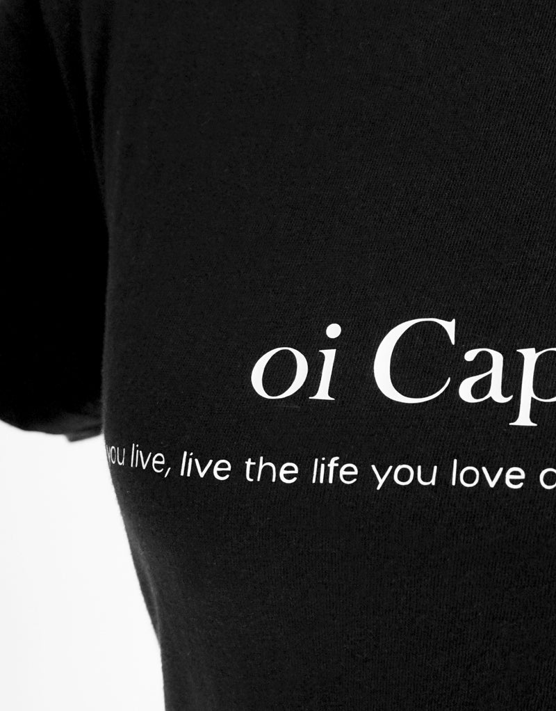 The Queen of Hearts Soft Crew Neck Tee is set to be your go-to partner year-round.  Finished with 100% cotton preshrunk jersey knit, taped neck and shoulders, double needle sleeve and bottom hems.   Quality vinyl heat pressed Oi Captain logo type "Love the life you live, live the life you love and treat everyday like it's a weekend" on front chest and Anchor, latitude and longitude graphic on bac