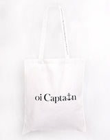 Limited Edition Organic Cotton Canvas Oi Captain Tote Bag is perfect for weekends to everyday.   Quality vinyl heat pressed Oi Captain logo on front and graphic type "Love the life you live and treat everyday like it's a weekend" on handle.  It is your ideal piece to wear any season, durable, sturdy, wonderful and fashionable way to carry things around.